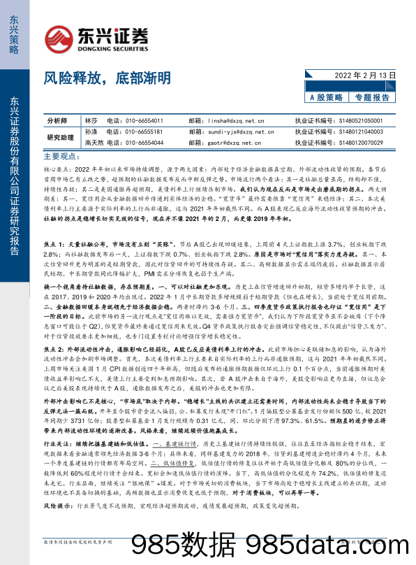 2022-02-14_策略报告_A股策略：风险释放，底部渐明_东兴证券