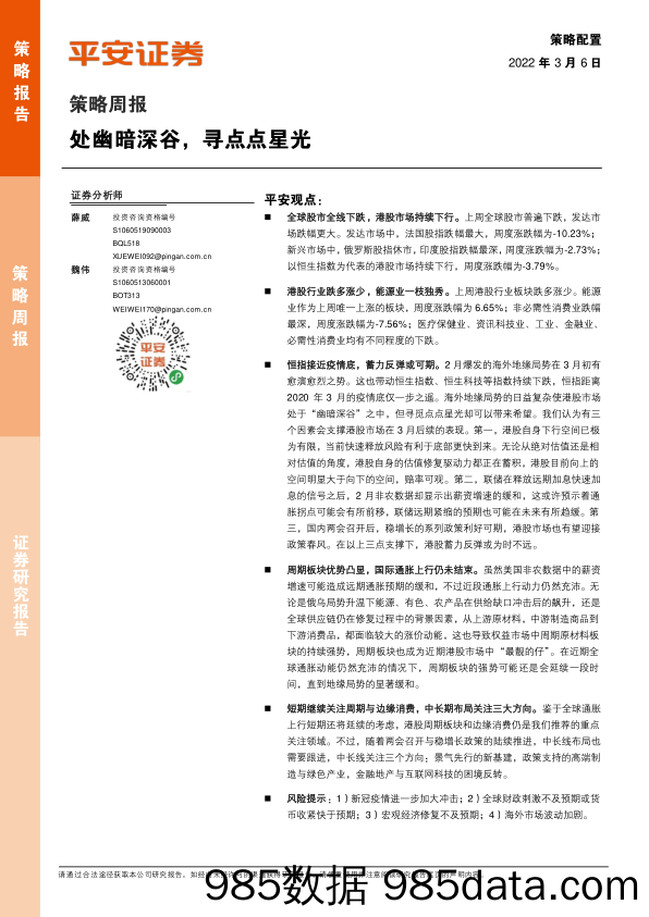 2022-03-08_策略报告_策略周报：处幽暗深谷，寻点点星光_平安证券