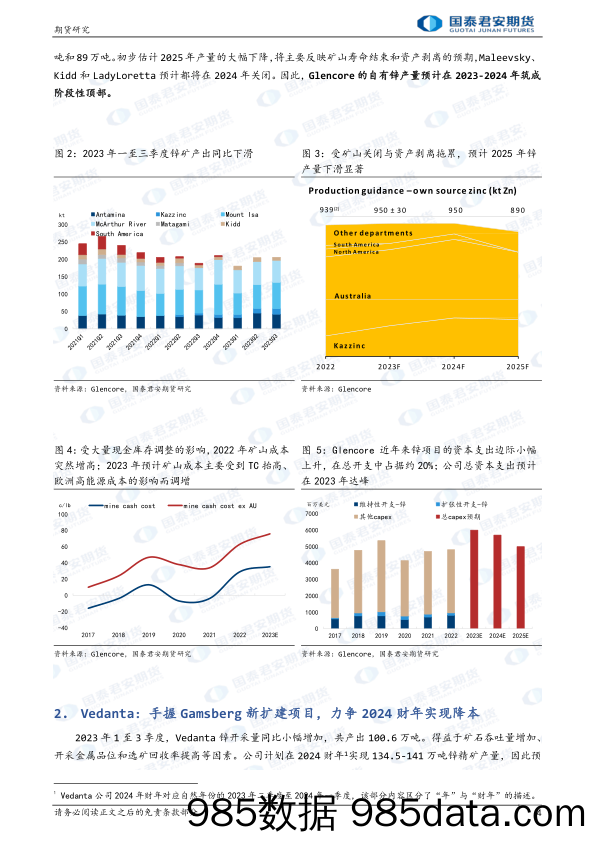 全球锌矿梳理系列报告（一）：新扩建与扰动减量对冲，成本仍面临通胀压力-20231229-国泰期货插图3