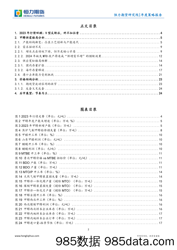 甲醇年度策略报告：供需式微 节奏制胜-20231231-恒力期货插图1