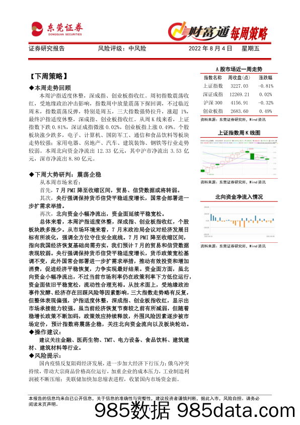 财富通每周策略_东莞证券