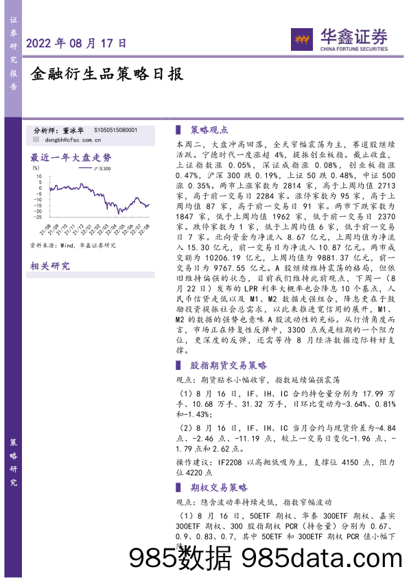 金融衍生品策略日报_华鑫证券