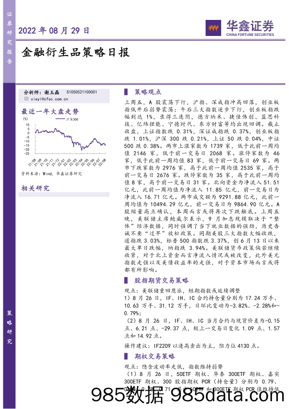 金融衍生品策略日报_华鑫证券