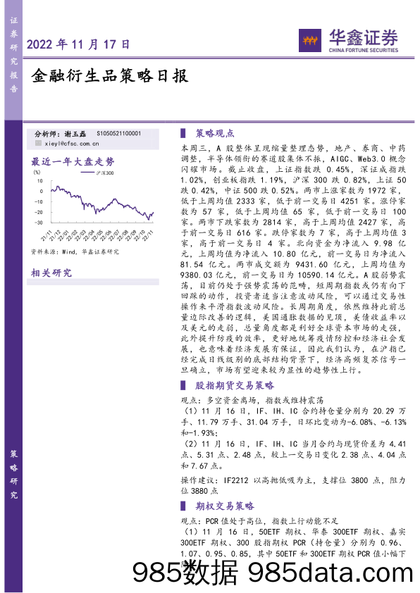 金融衍生品策略日报_华鑫证券