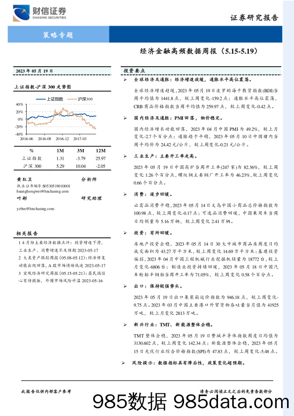 策略专题：经济金融高频数据周报_财信证券