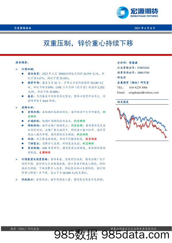 双重压制，锌价重心持续下移_宏源期货插图