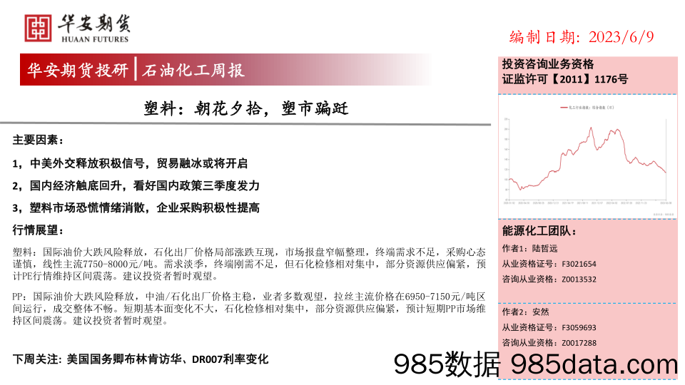 石油化工周报：塑料：朝花夕拾，塑市蹁跹_华安期货