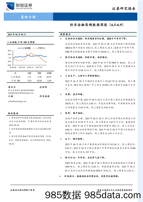 策略专题：经济金融高频数据周报_财信证券