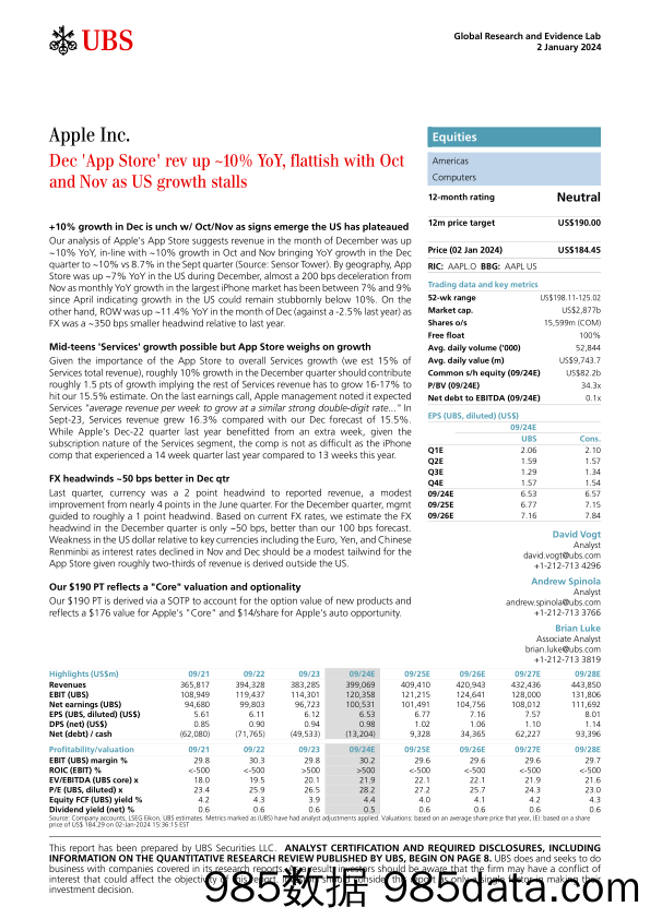 AAPL.OQ-UBS Equities-Apple Inc. _Dec App Store rev up ~10 YoY, flattish with O...-105700864