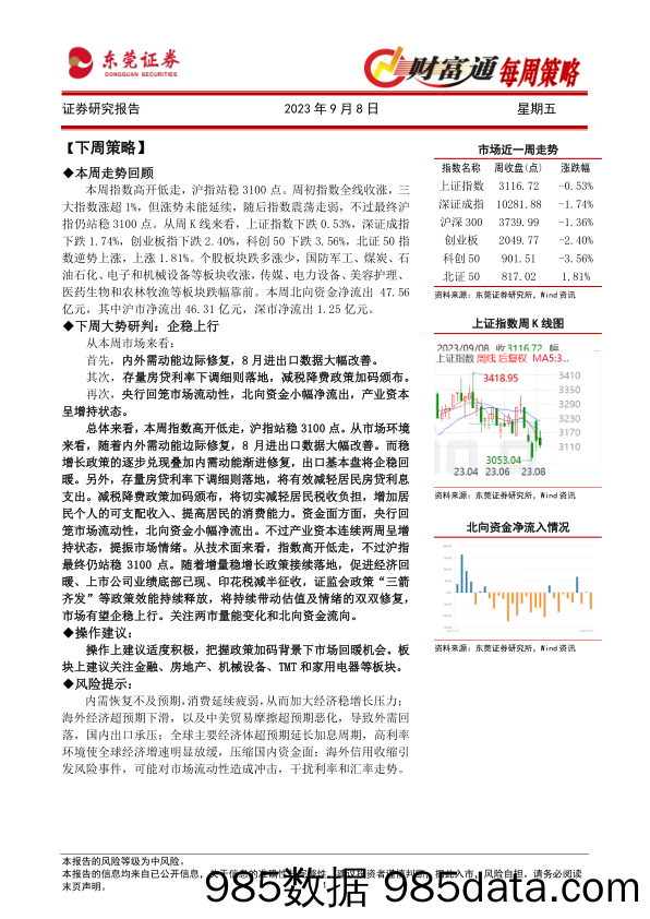 财富通每周策略_东莞证券