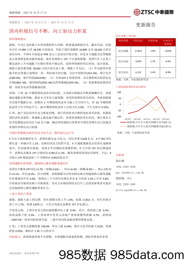 策略周报：国内积极信号不断，向上驱动力积累_中泰国际证券