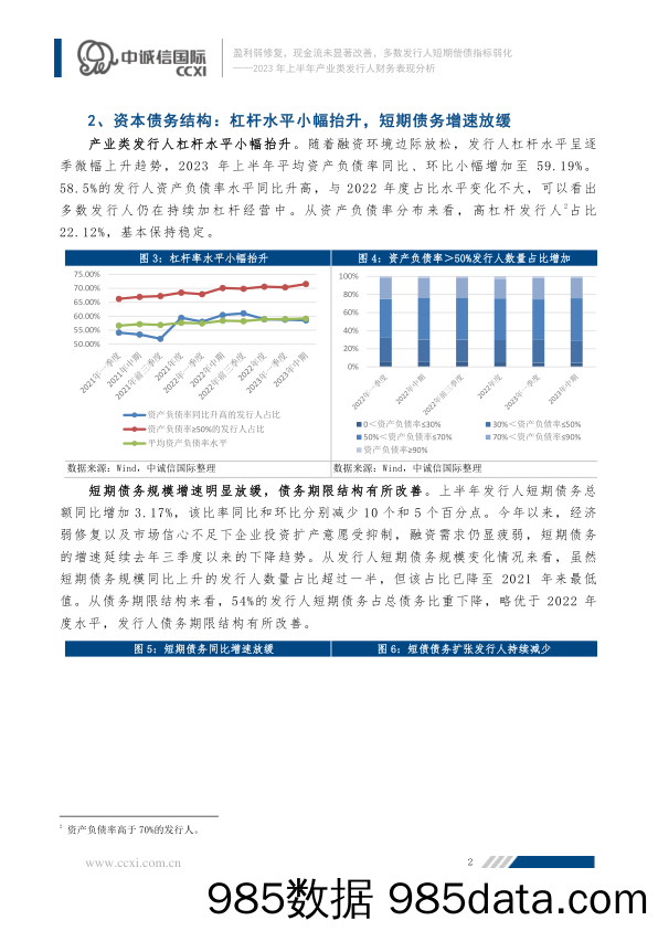 2023年上半年产业类发行人财务表现分析：盈利弱修复，现金流未显著改善，多数发行人短期偿债指标弱化_中诚信国际信用评级插图2