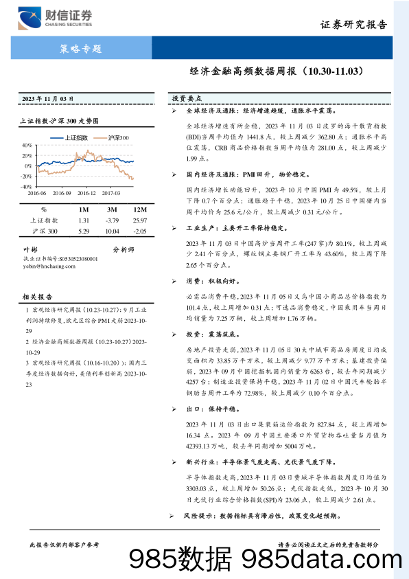 策略专题：经济金融高频数据周报_财信证券