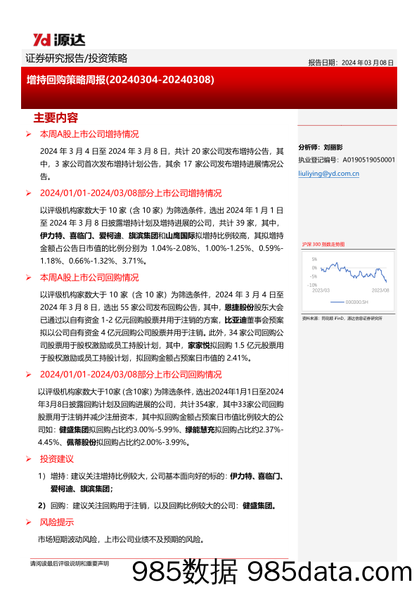 增持回购策略周报_河北源达信息技术