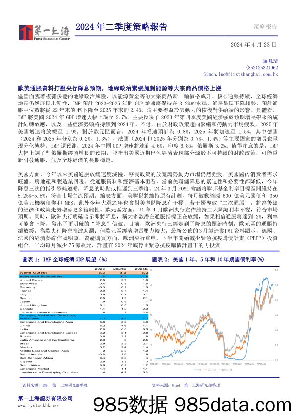 2024年二季度策略报告_第一上海证券