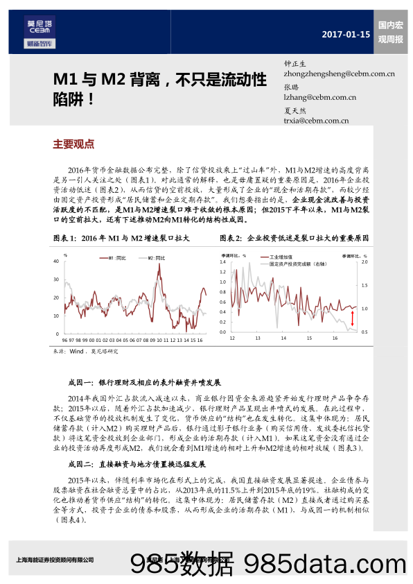 国内宏观周报：M1与M2背离，不只是流动性陷阱！_莫尼塔投资