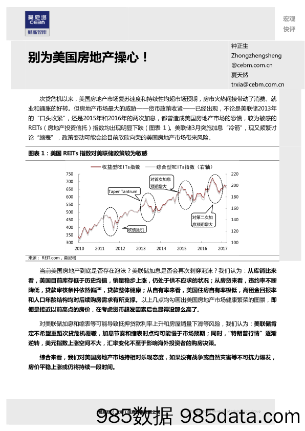 宏观快评：别为美国房地产操心！_莫尼塔投资