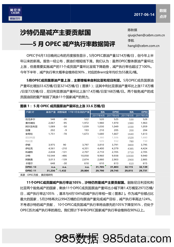 5月OPEC减产执行率数据简评：沙特仍是减产主要贡献国_莫尼塔投资插图