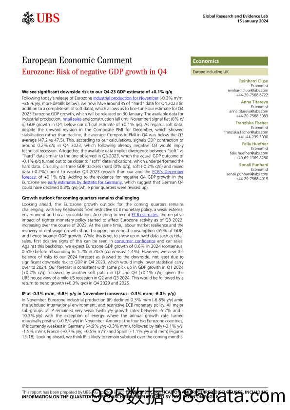 UBS Economics-European Economic Comment _Eurozone Risk of negative GDP gr...-105939652