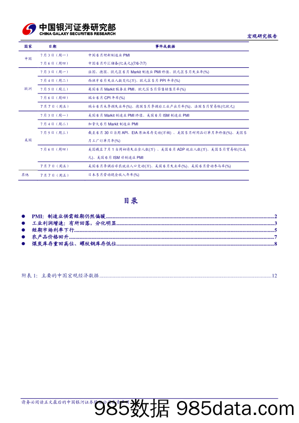 国内宏观经济周报：制造业供需短期仍然偏暖_中国银河证券插图1