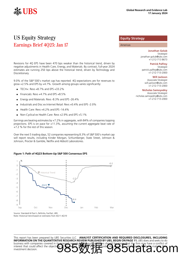 UBS Equities-US Equity Strategy _Earnings Brief 4Q23 Jan 17_ Golub-105999025