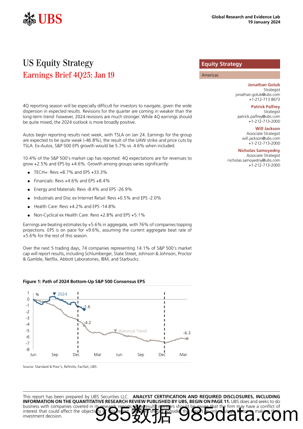 UBS Equities-US Equity Strategy _Earnings Brief 4Q23 Jan 19_ Golub-106033212