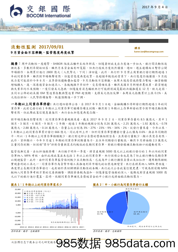 流动性监测：9月资金面不容乐观，监管态度再度收紧_交银国际证券