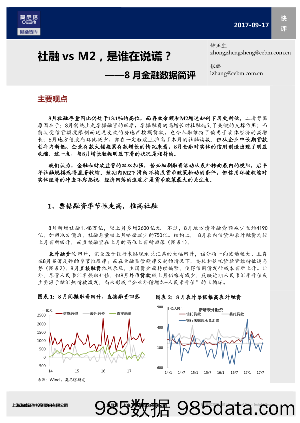 8月金融数据简评：社融vsM2，是谁在说谎？_莫尼塔投资