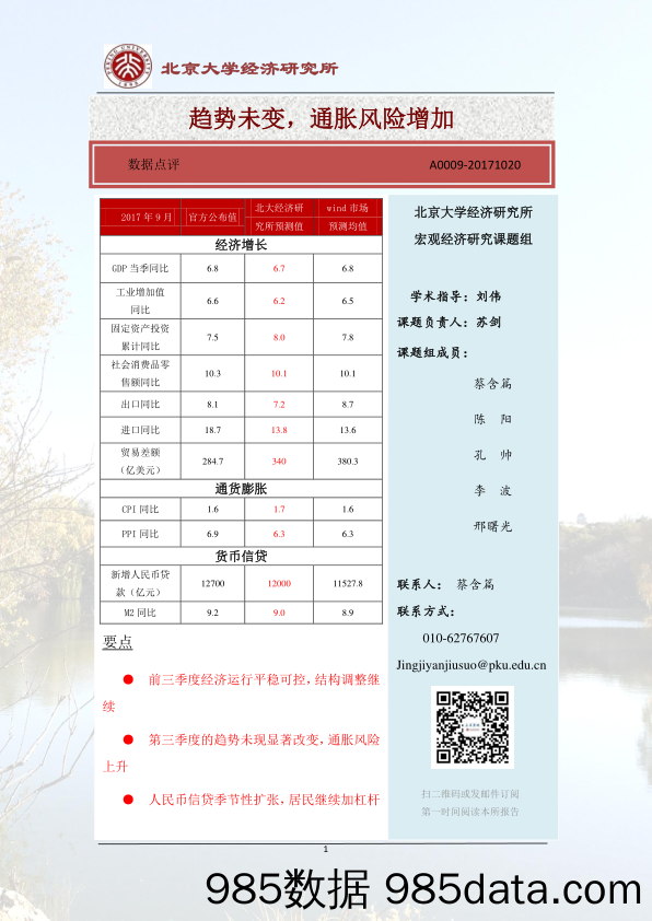 趋势未变，通胀风险增加_北京大学经济研究所