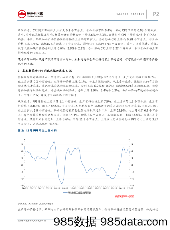 2017年12月物价数据简评：食品油气调价 新涨价因素增多_东兴证券插图1