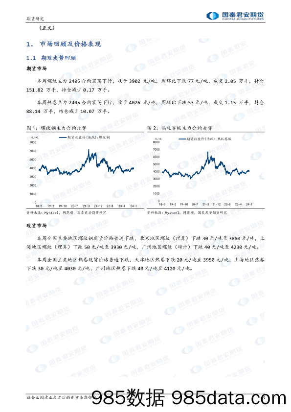 螺纹钢：成本拖累，震荡偏弱 热轧卷板：成本拖累，震荡偏弱-20240114-国泰期货插图2