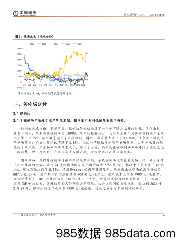 油脂月报：供强需弱结构 油脂偏弱运行-20240305-中财期货插图3