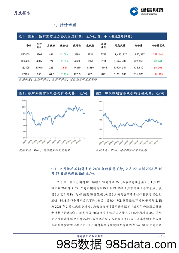 铁矿石月报：春节后铁水产量不增反降，港口库存持续累计，预计3月铁矿石价格或震荡偏弱-20240301-建信期货插图4