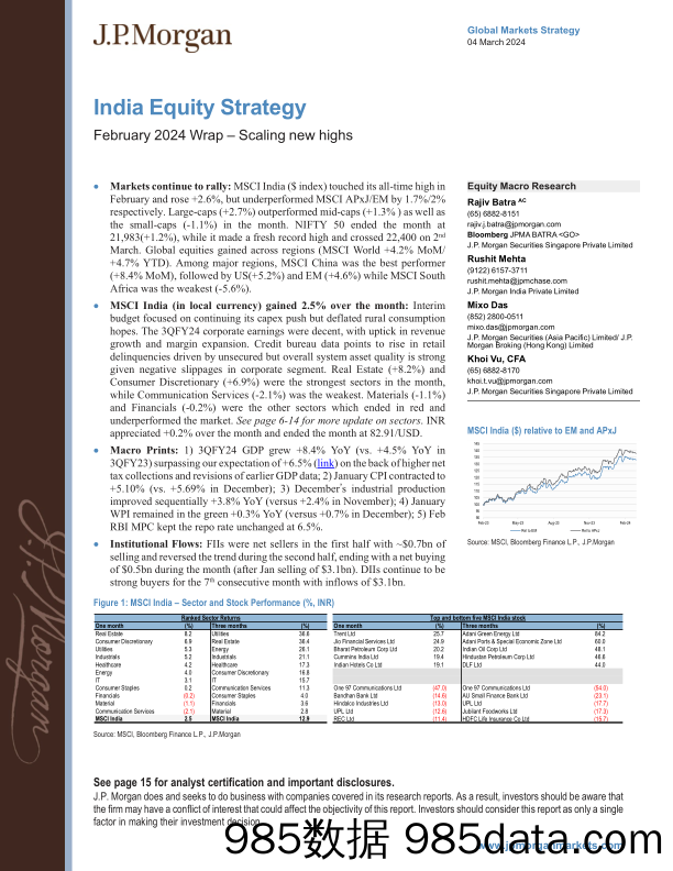 JPMorgan-India Equity Strategy February 2024 Wrap – Scaling new highs-106834724