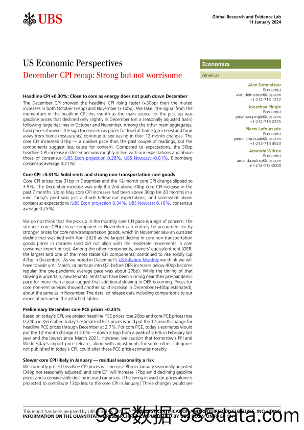 UBS Economics-US Economic Perspectives _December CPI recap Strong but not...-105866877