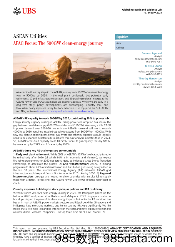 UBS Equities-APAC Focus ASEAN Utilities _The 500GW clean-energy journey_...-105815967