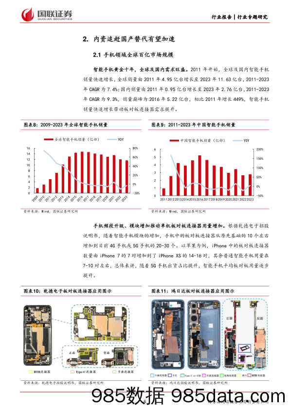 汽车行业专题研究：如何看待手机板对板连接器国产化趋势？-240317-国联证券插图4