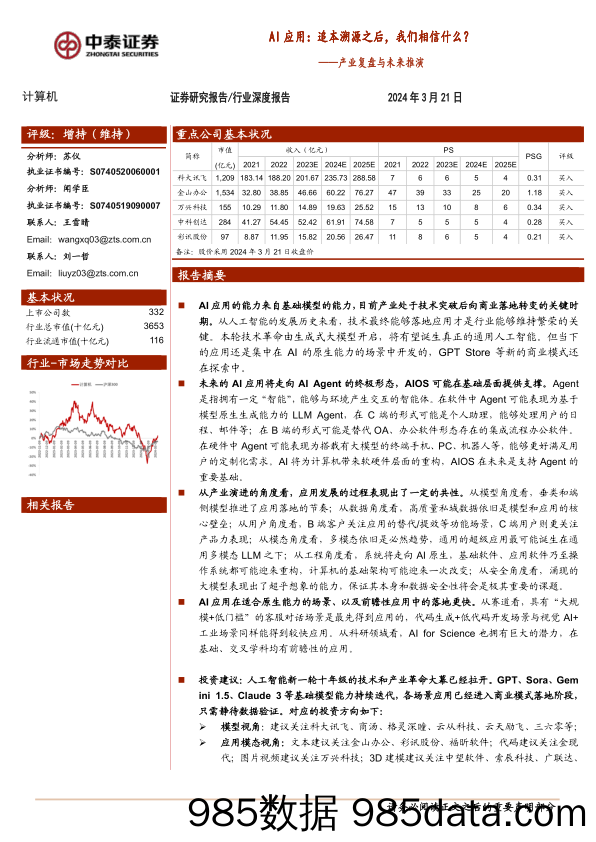 计算机行业产业复盘与未来推演-AI应用：追本溯源之后，我们相信什么？-240321-中泰证券