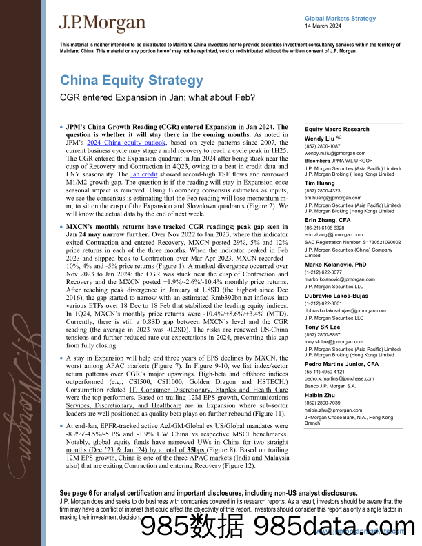 JPMorgan-China Equity Strategy CGR entered Expansion in Jan; what abo...-107020511