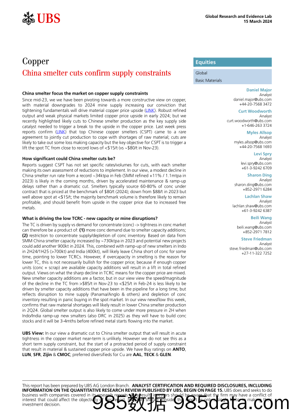 UBS Equities-Copper _China smelter cuts confirm supply constraints_ Major-107048291