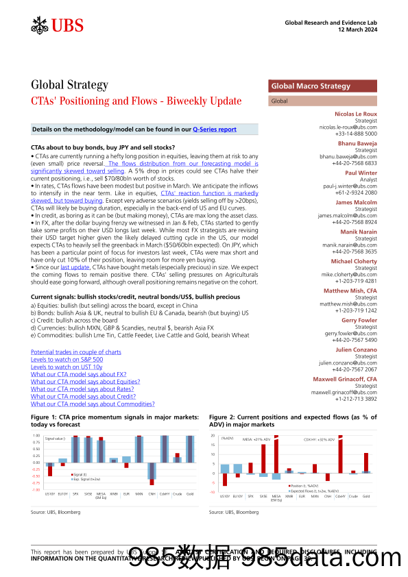 UBS Equities-Global Strategy _CTAs Positioning and Flows - Biweekly Upda...-106985009