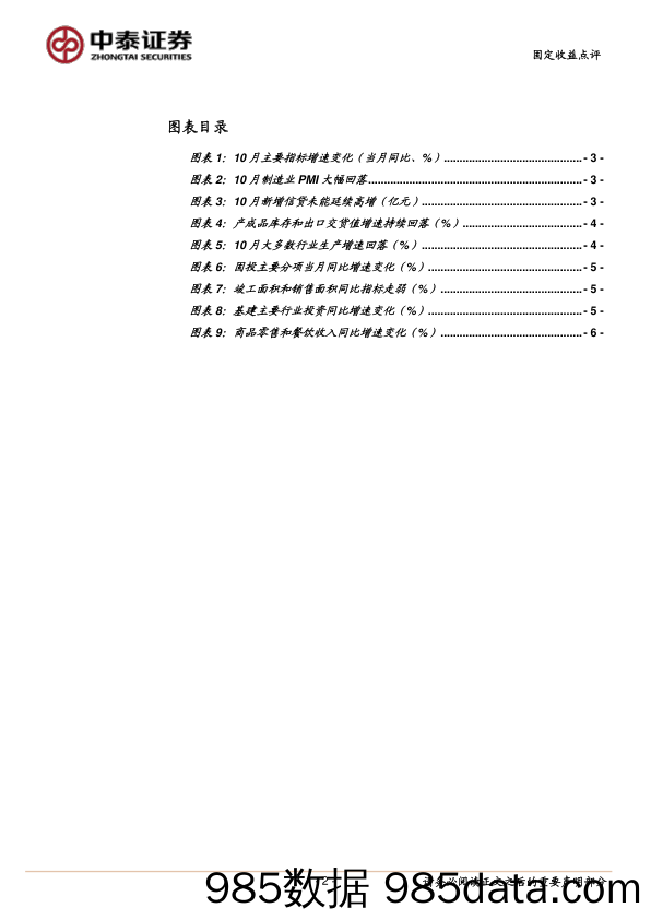 10月经济数据点评：经济向下，预期向上_中泰证券插图1