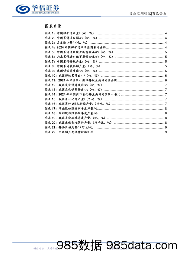 有色金属行业锑月度数据跟踪：原料进口高位，期待旺季消费-240322-华福证券插图2