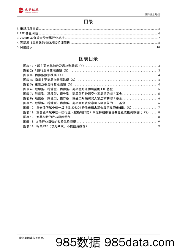 ETF基金月报：本月中证红利指数表现较为抗跌-20240125-东莞证券插图1