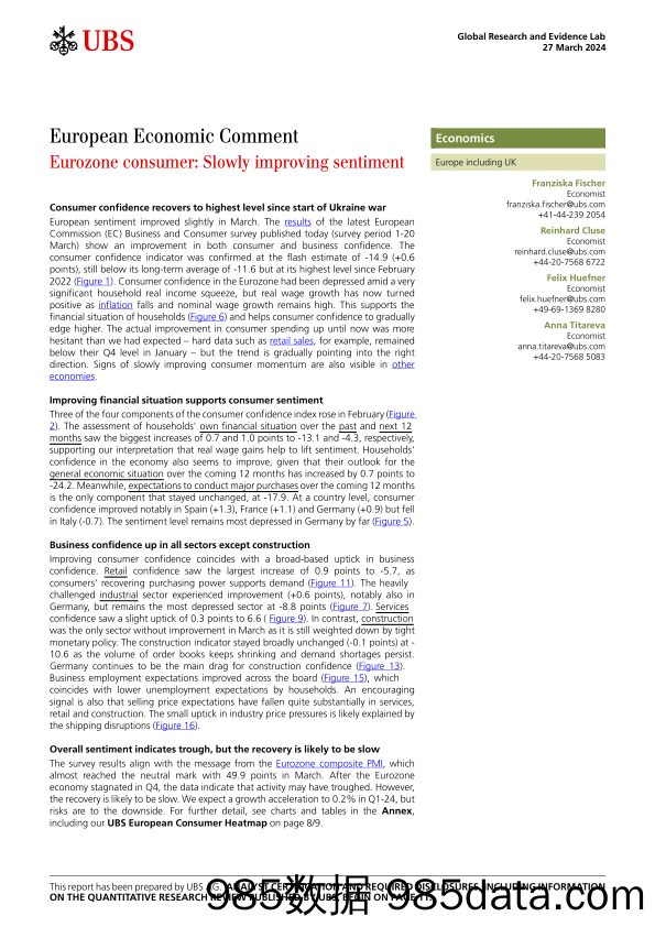 UBS Economics-European Economic Comment _Eurozone consumer Slowly improvi…-107249247插图