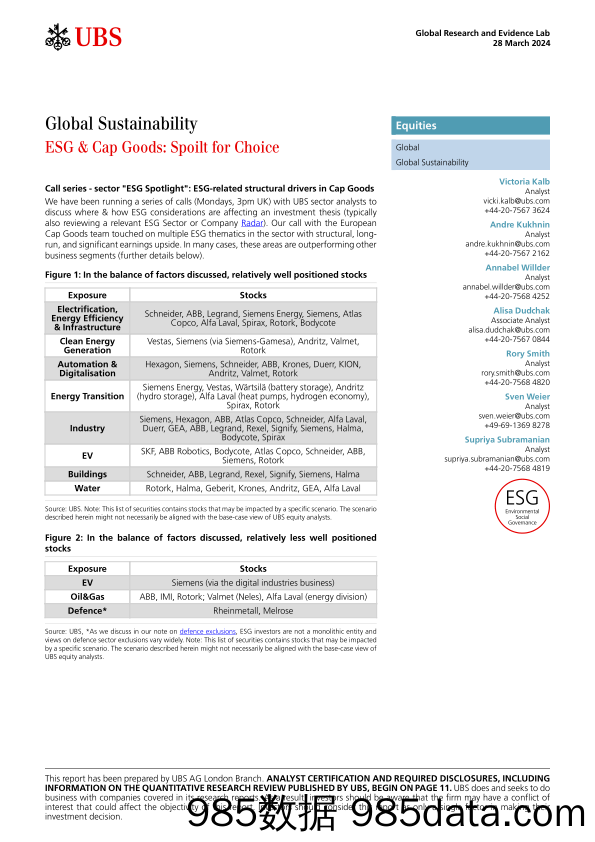 UBS Equities-Global Sustainability _ESG  Cap Goods Spoilt for Choice_ K...-107253456