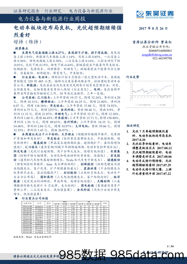 电力设备与新能源行业周报：电动车板块迎布局良机，光伏超预期继续强烈看好_东吴证券