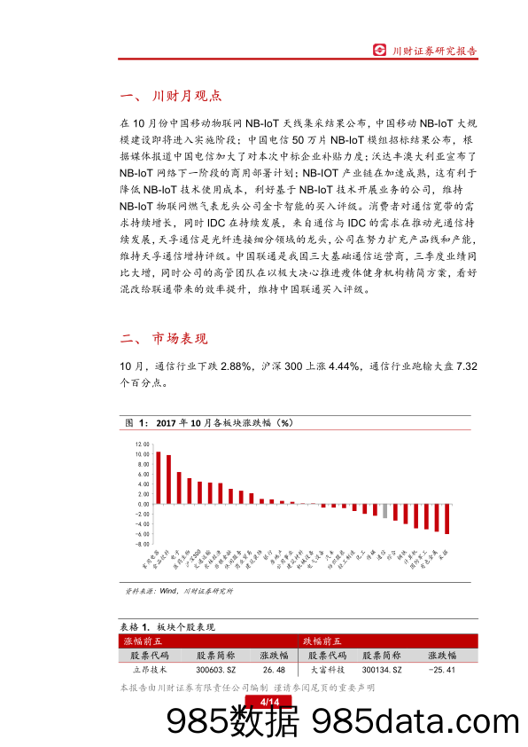 通信行业月报：关注物联网、光通信和通信运营的机会_川财证券插图3