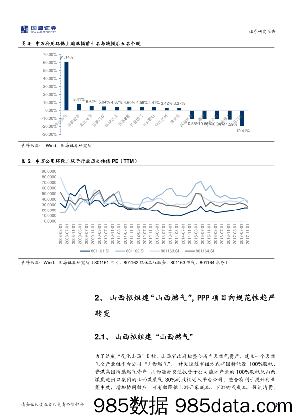 公用环保行业周报：PPP项目向规范性趋严转变，山西拟组建“山西燃气”_国海证券插图5