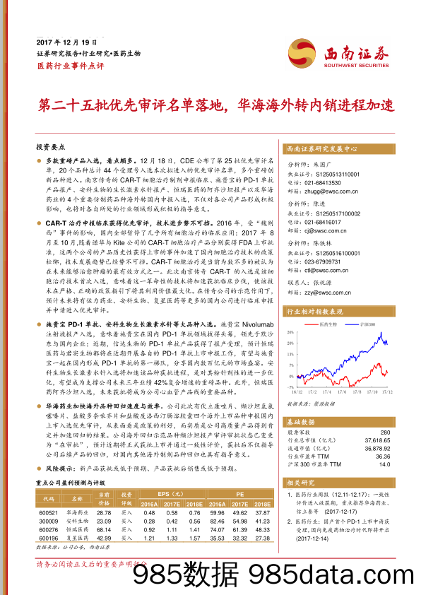 医药行业事件点评：第二十五批优先审评名单落地，华海海外转内销进程加速_西南证券